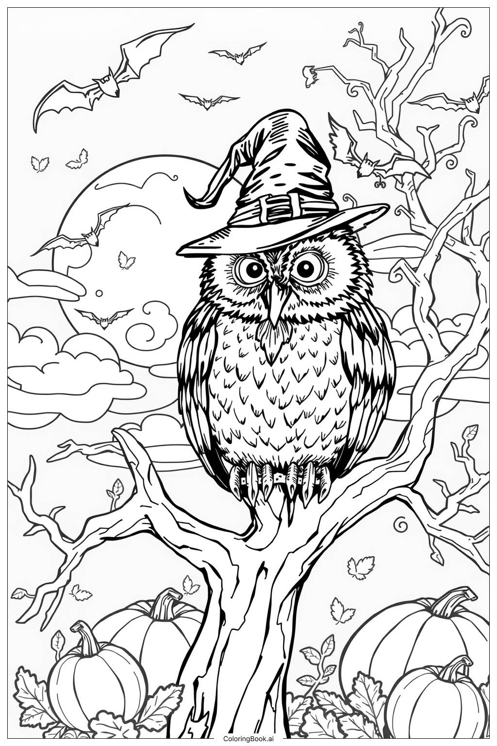  Halloween Owl Coloring Page 