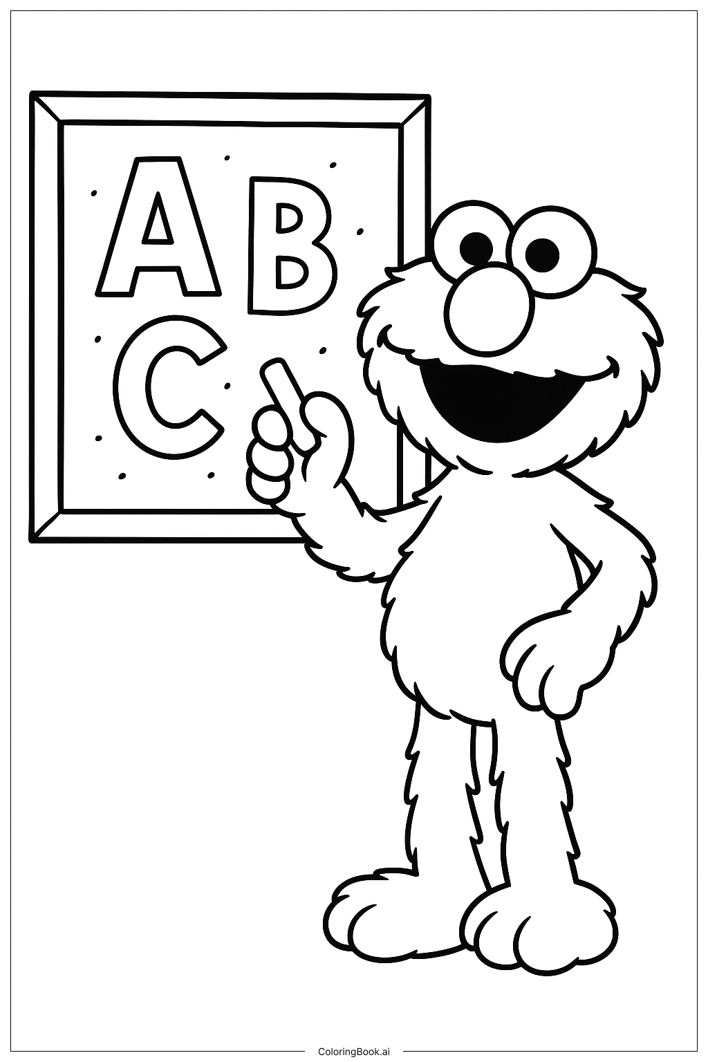  Elmo lehrt ABCs an der Tafel Ausmalseite 