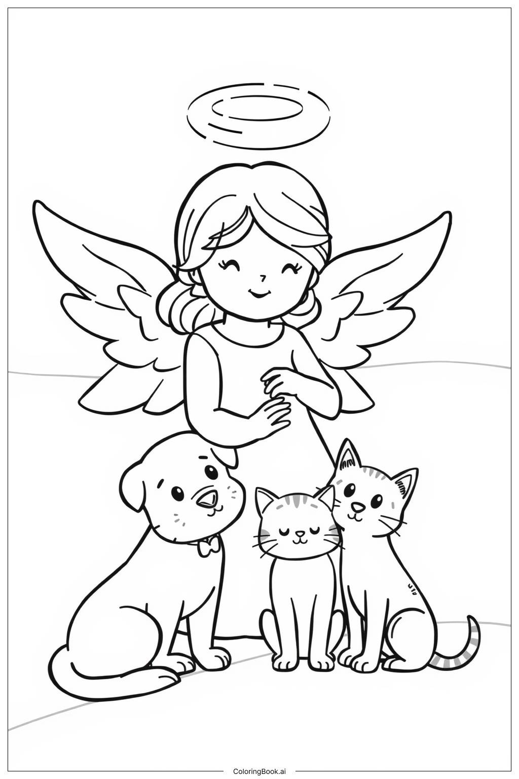  Angel Blessing Animals Coloring Page 