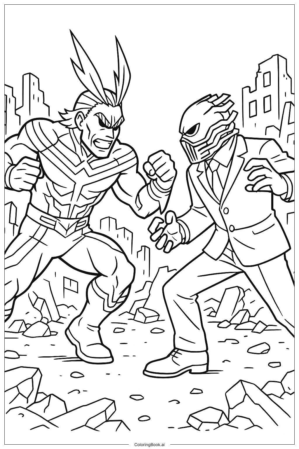 P gina De Colorir My Hero Academia All Might Vs All For One PDF PNG 