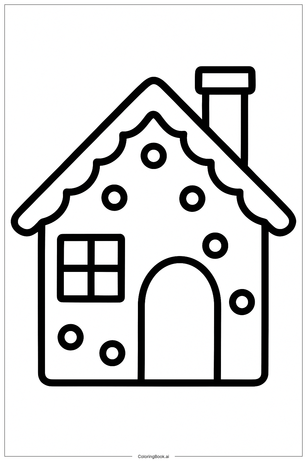  Gingerbread House With A Chimney Coloring Page 