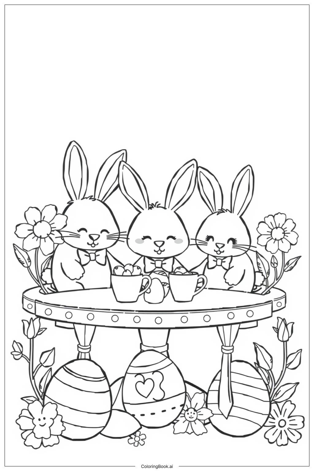  Easter Bunny Garden Party Coloring Page 