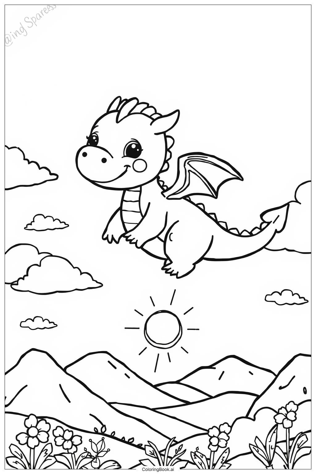  Dragon First Flight Coloring Page 