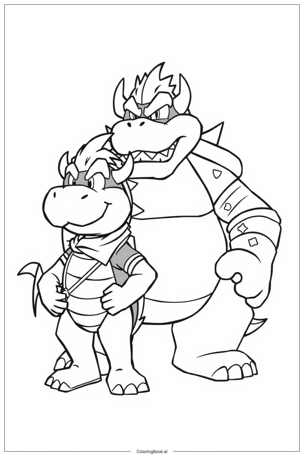  Bowser Jr. Learning from Bowser Coloring Page 