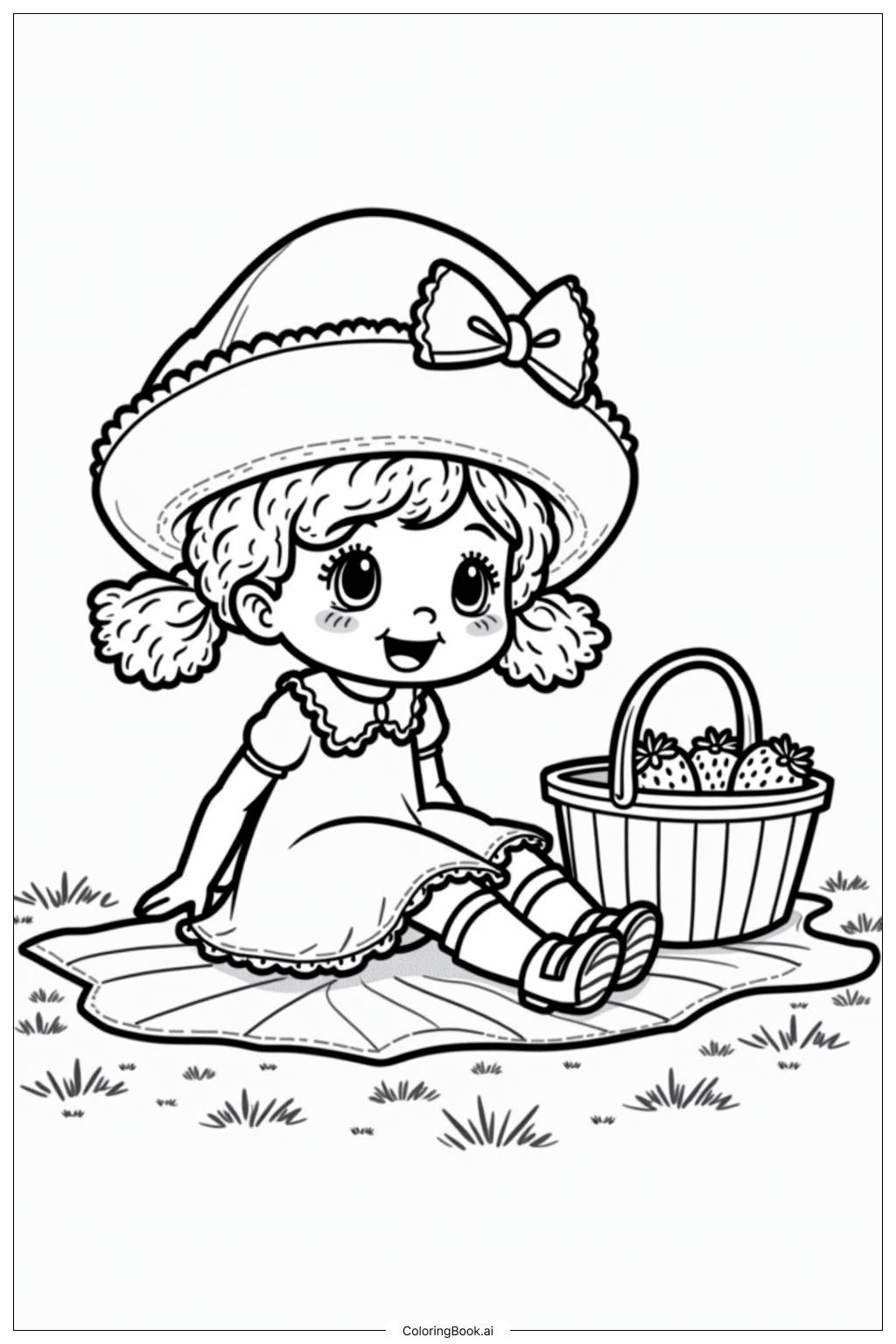  Página para colorear de Picnic de las Aventuras de Strawberry Shortcake Berry Bitty 