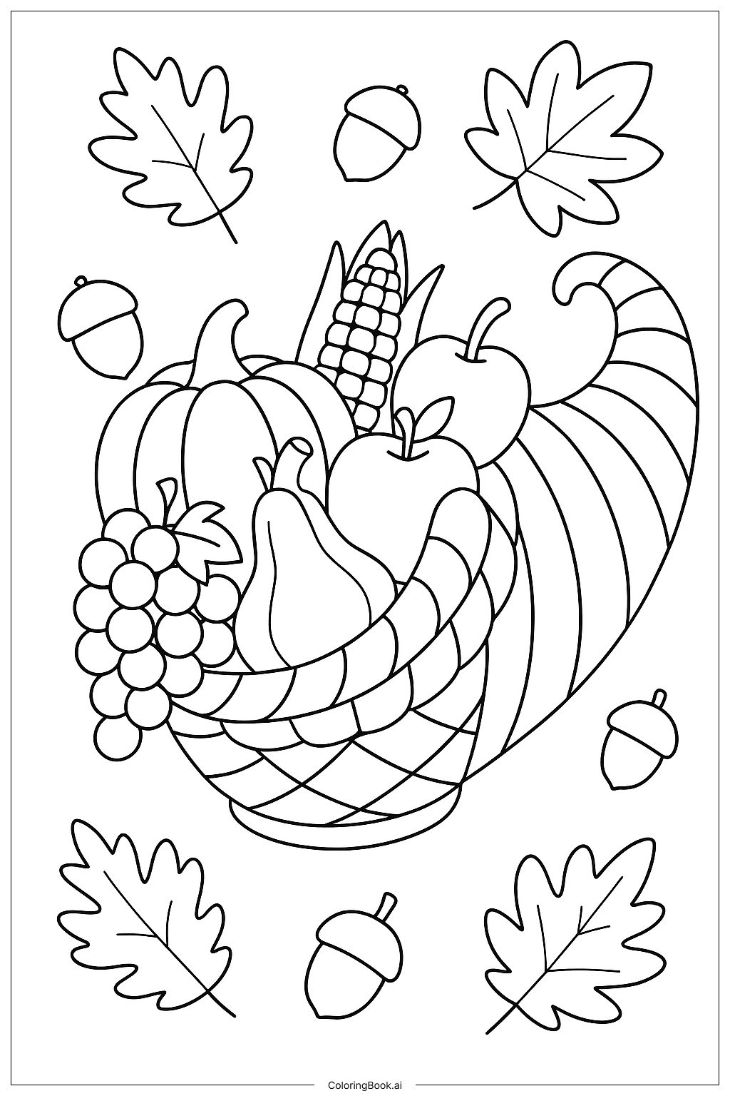  Trang tô màu An Overflowing Thanksgiving Cornucopia 