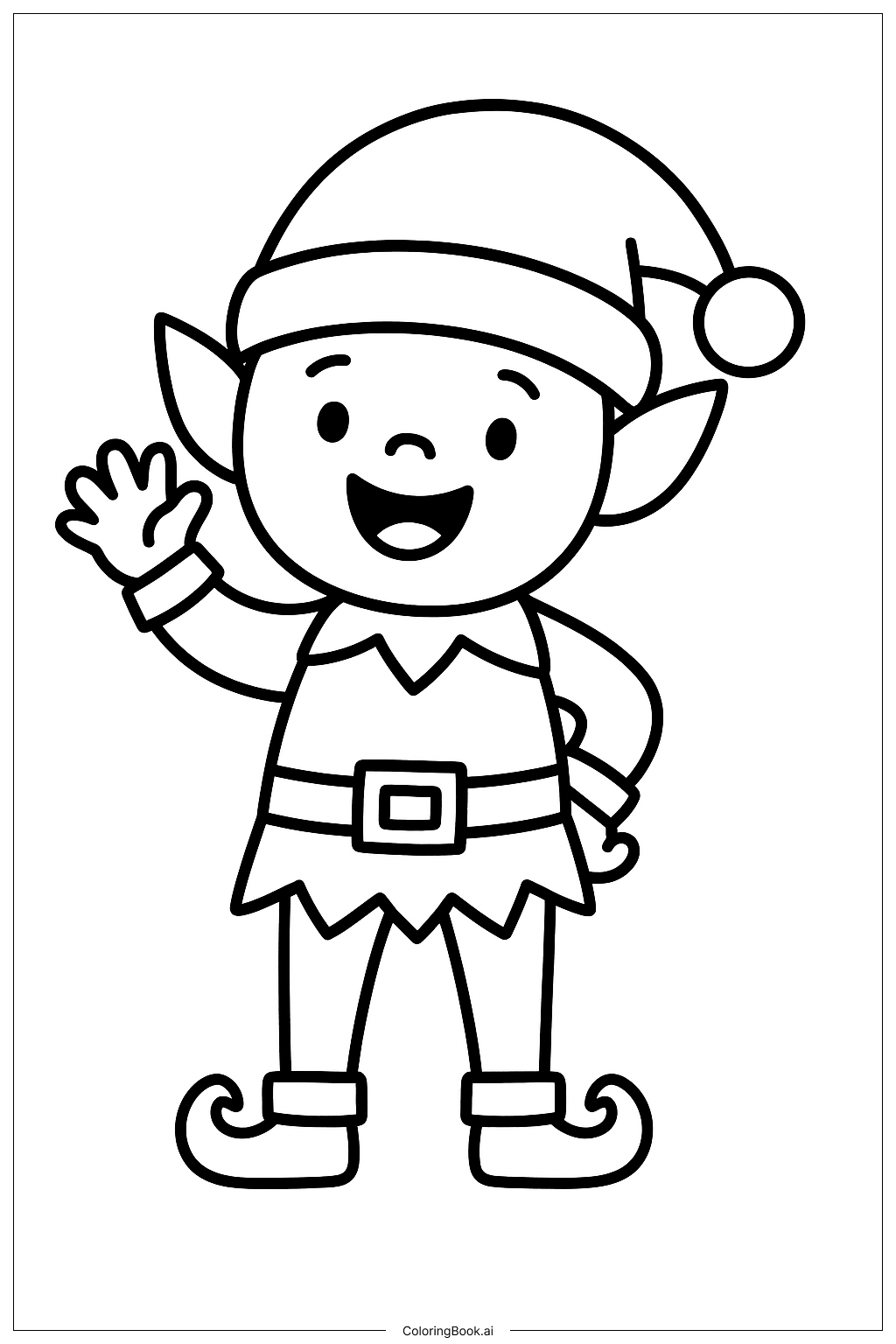  Joyful Christmas Elf Pose填色页 