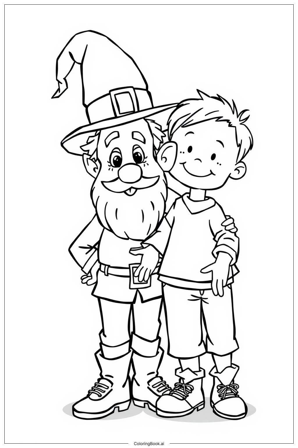  Page de coloriage Lutin jouant des tours aux enfants 