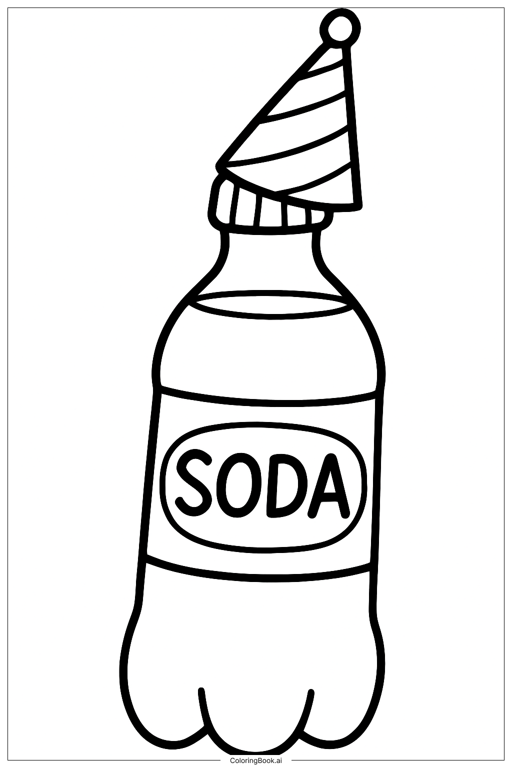 Página para colorear de Refresco con Sombrero de Fiesta