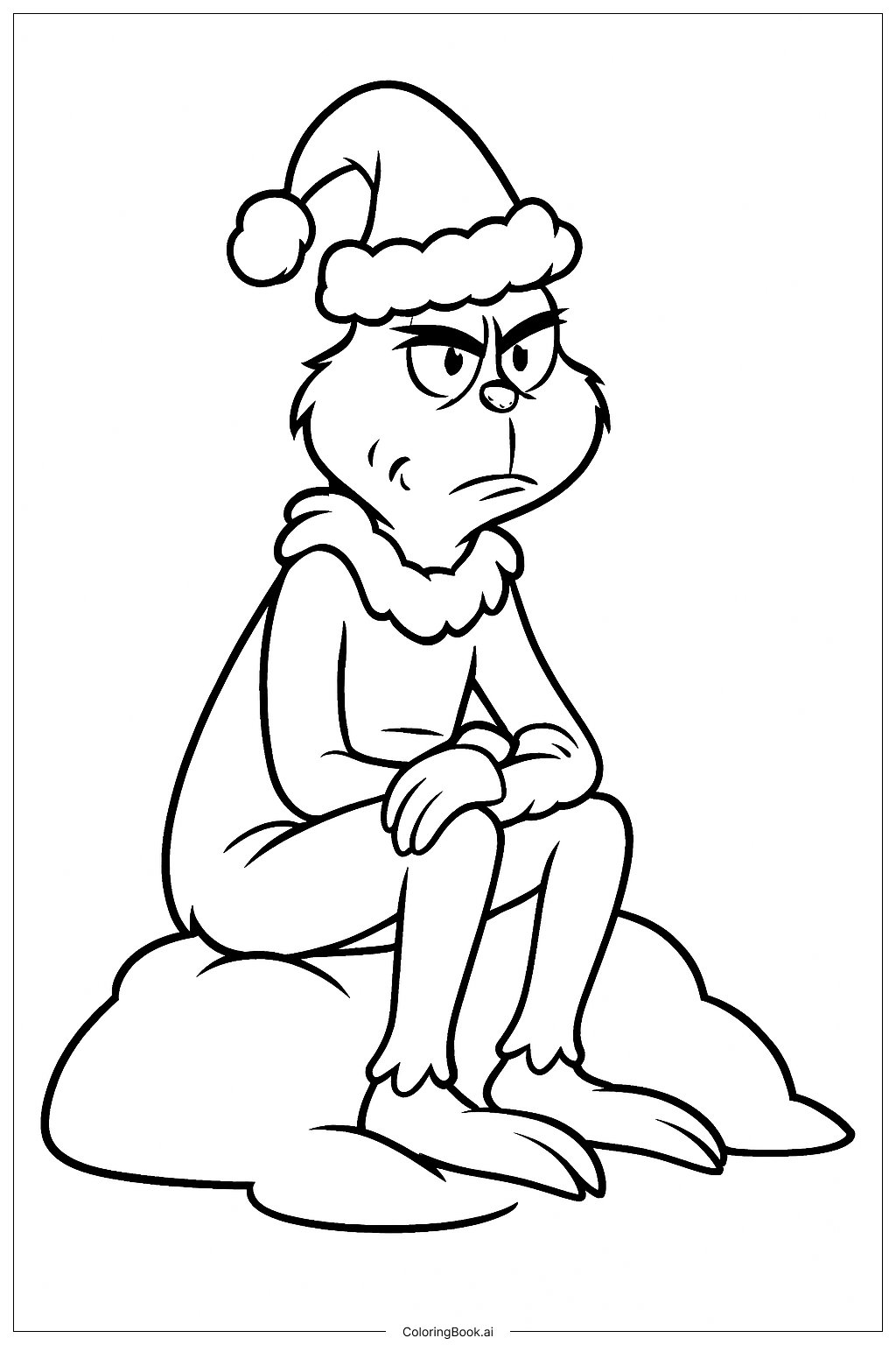  The Grinch Sitting On Snowbank Coloring Page 