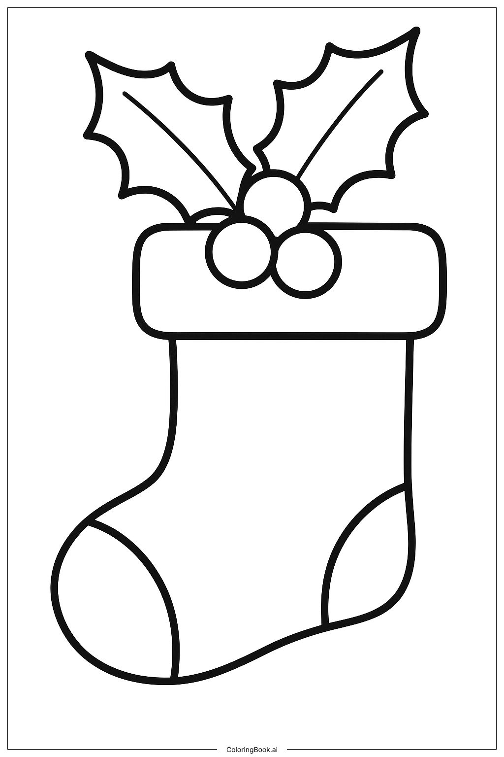  Holly Berry Stocking填色页 