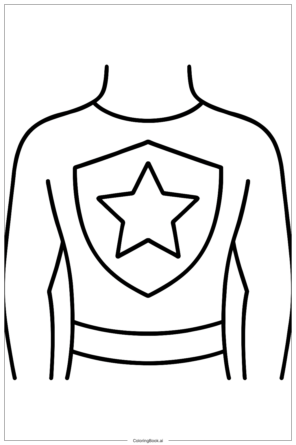 Superhelden-Emblem auf der Brust Ausmalseite