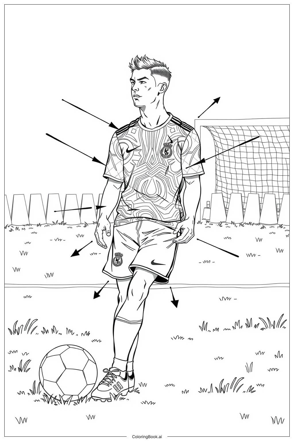  Ronaldo Practicing Free Kicks-2 Coloring Page 