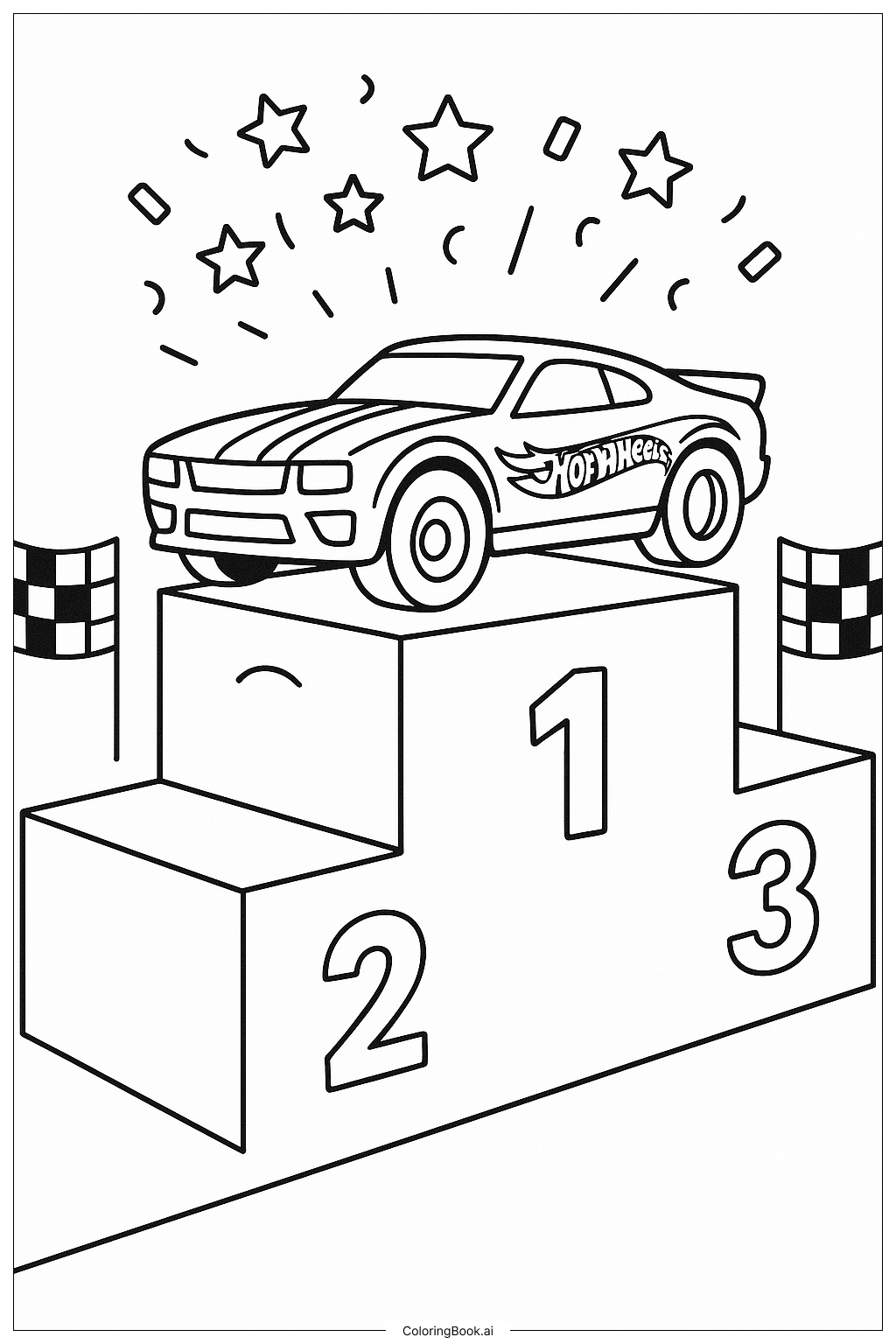  Hot Wheels Car On The Winner's Podium Coloring Page 