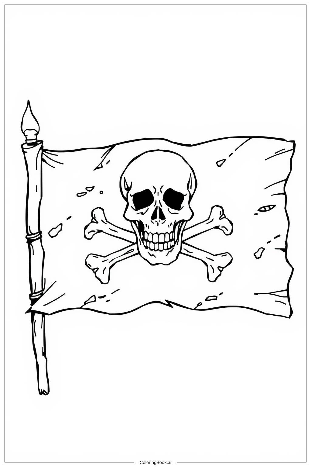  Pirate Flag with Skull and Bones-2 Coloring Page 