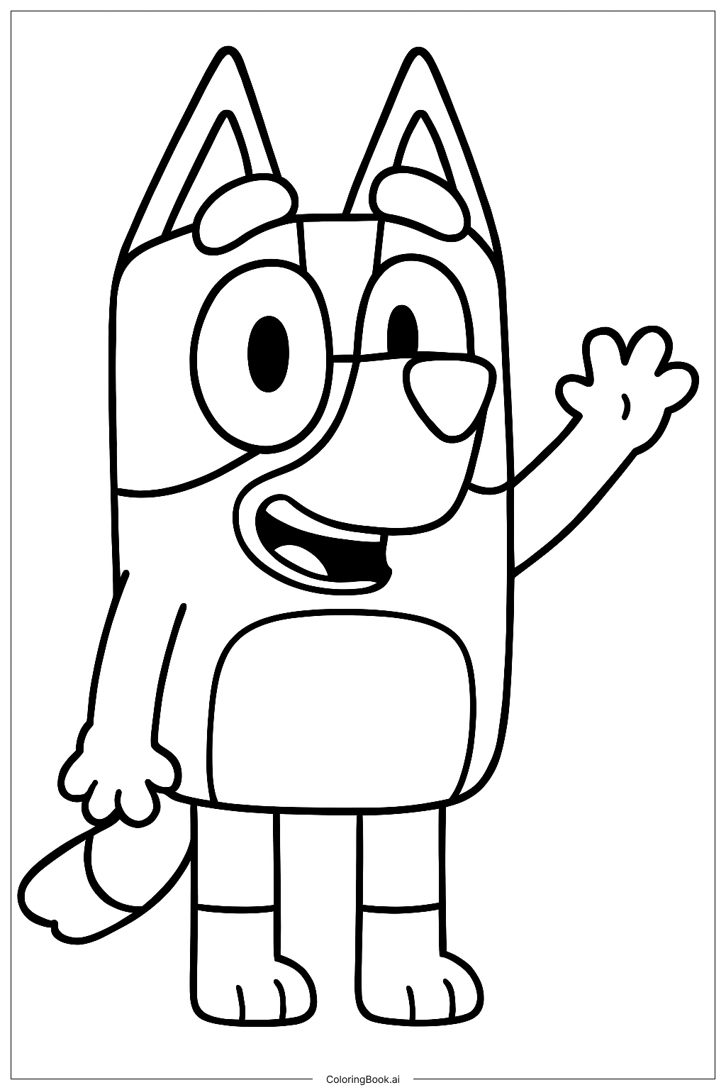  A Happy Bluey Waving Coloring Page 