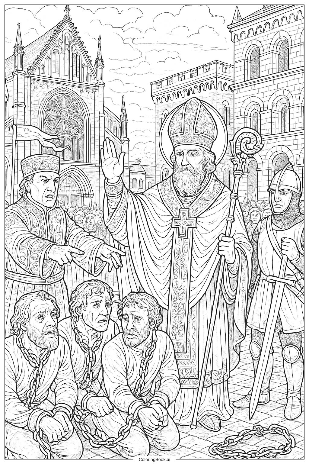 성 니콜라스의 처형 중지 색칠공부 페이지
