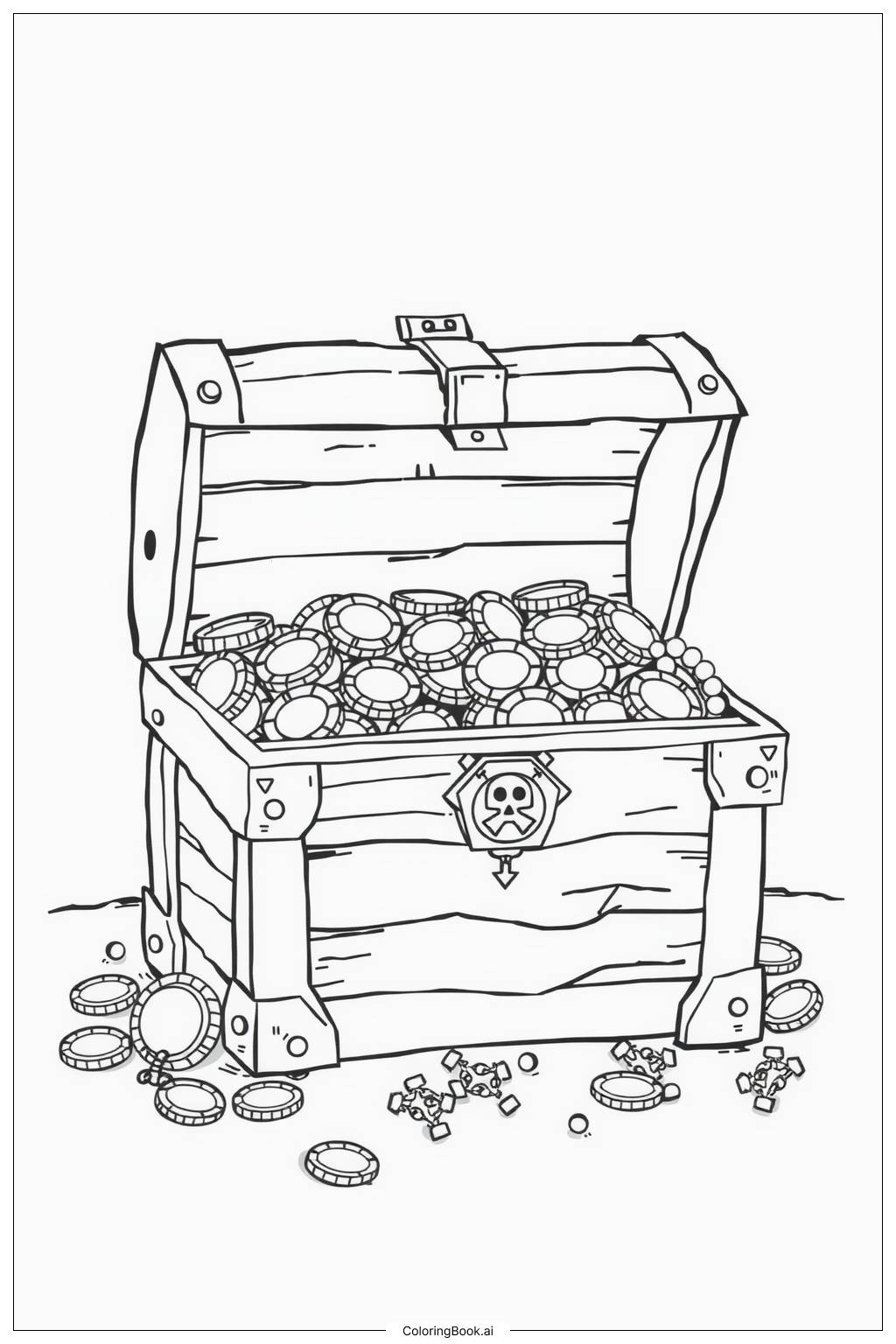  Pirate Treasure Chest Coloring Page-2 Coloring Page 