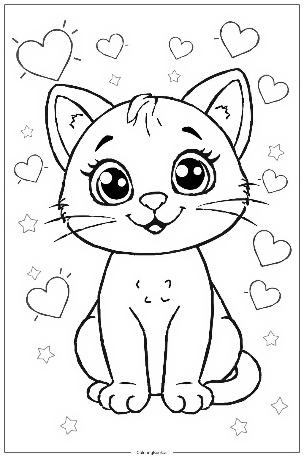  Easy Kitty Smile Coloring Page 