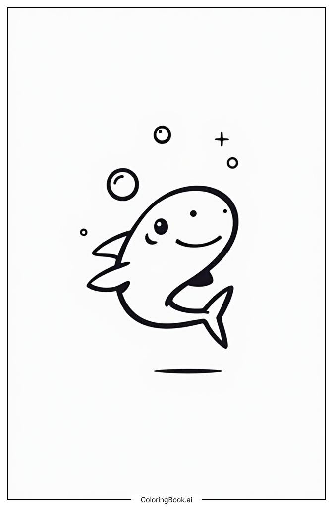  Little Shark Playing Bubbles Coloring Page 