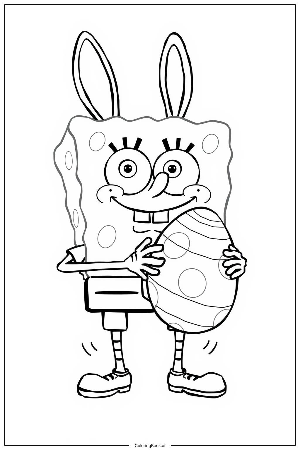  Página para colorir de Aventura do Coelhinho da Páscoa do Spongebob 