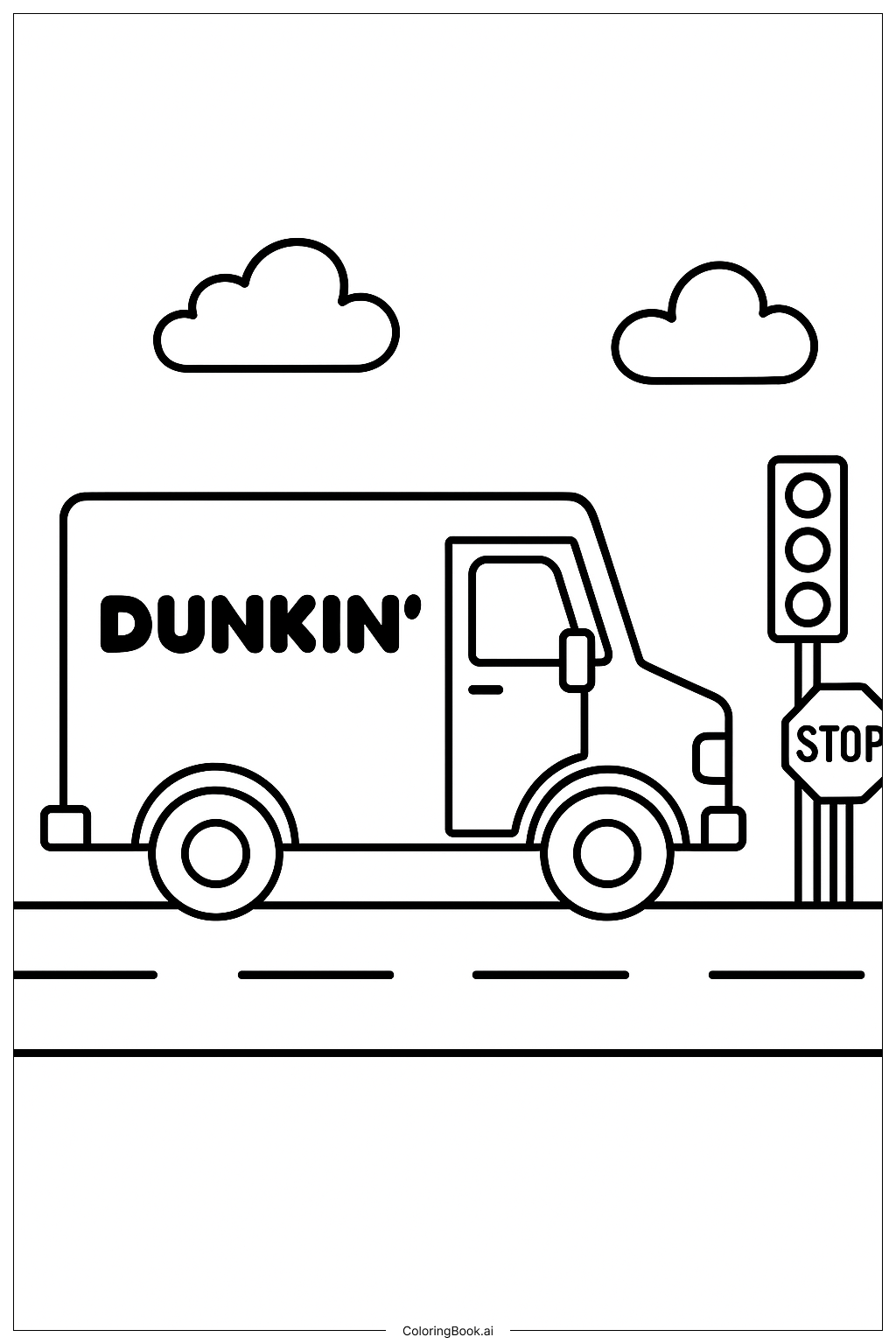  Dunkin Donuts Truck On Street Coloring Page 