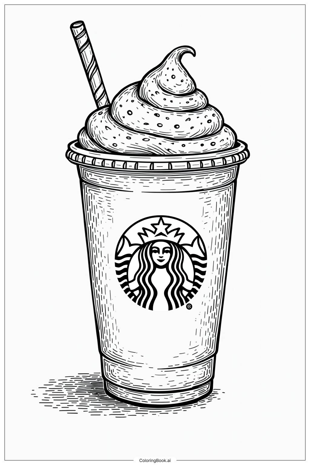  Página para colorir de Arte da Linha de Bebidas Sazonais do Starbucks 