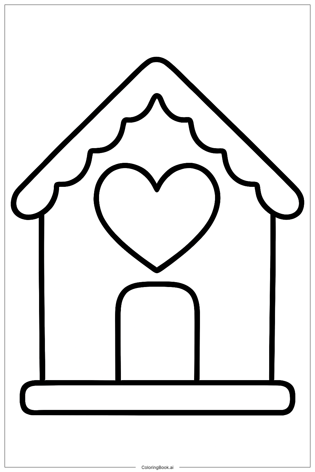  Gingerbread House With A Heart Window Coloring Page 