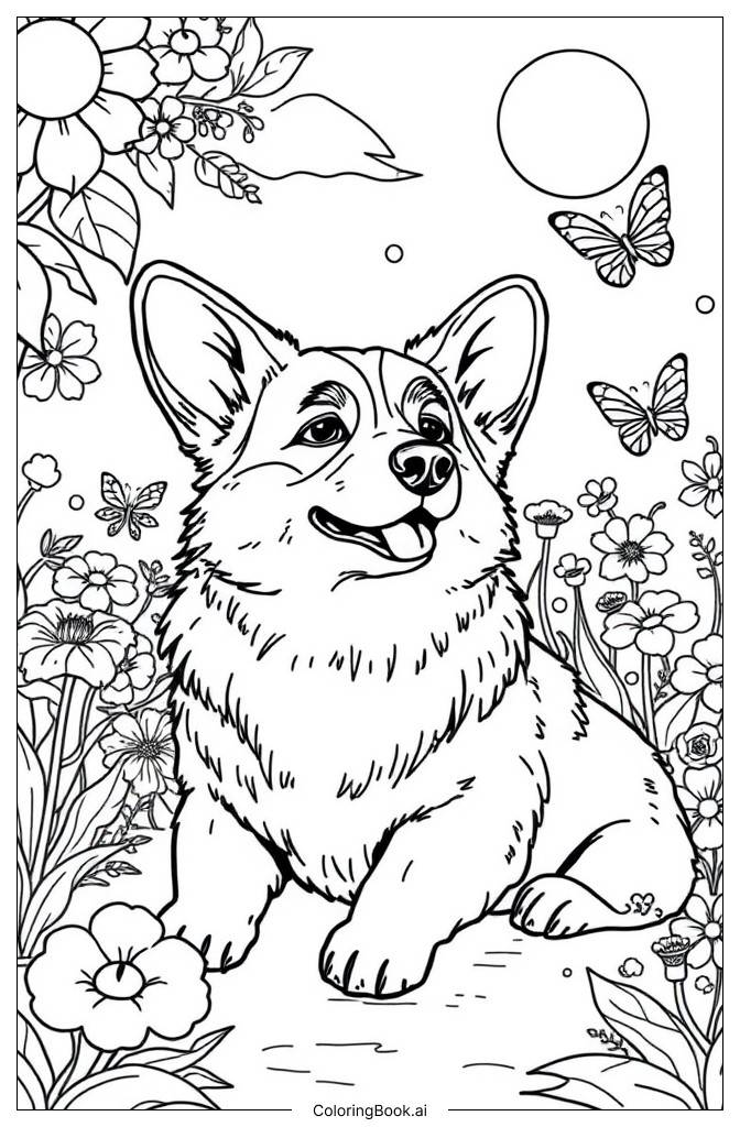  Página para colorear de Corgi de Ocio 