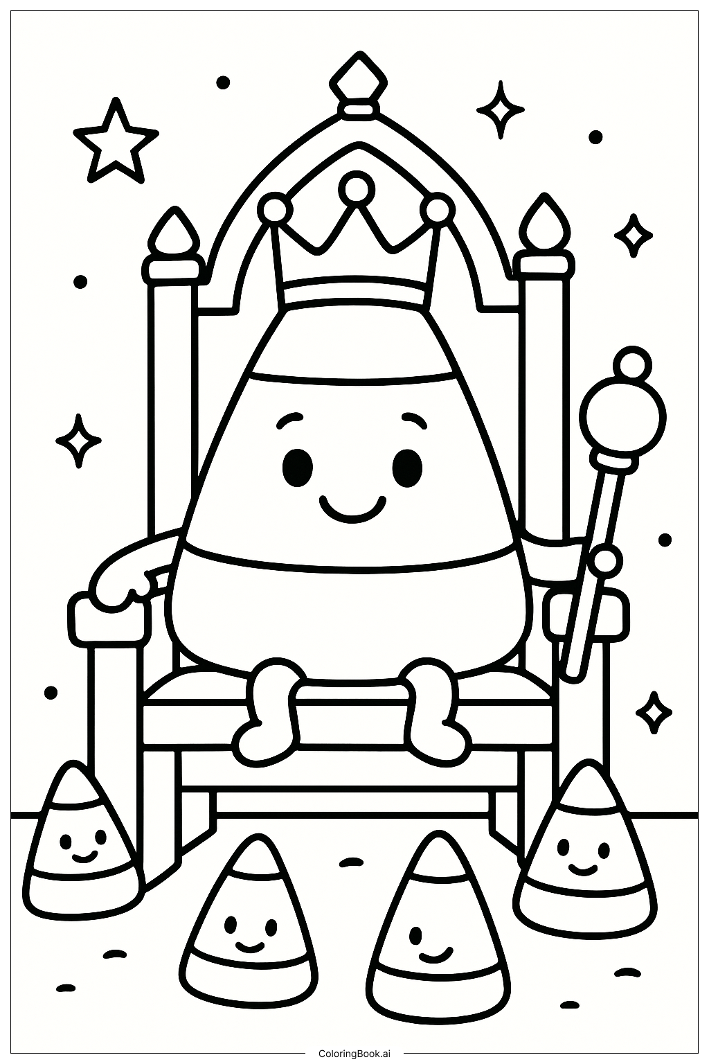  A Candy Corn King On A Throneの塗り絵ページ 