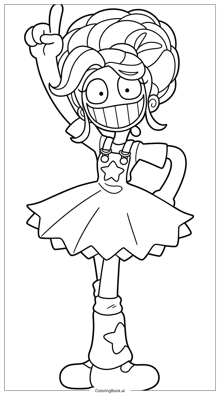 莉莉爱编辫子 笑容灿烂 指天填色页