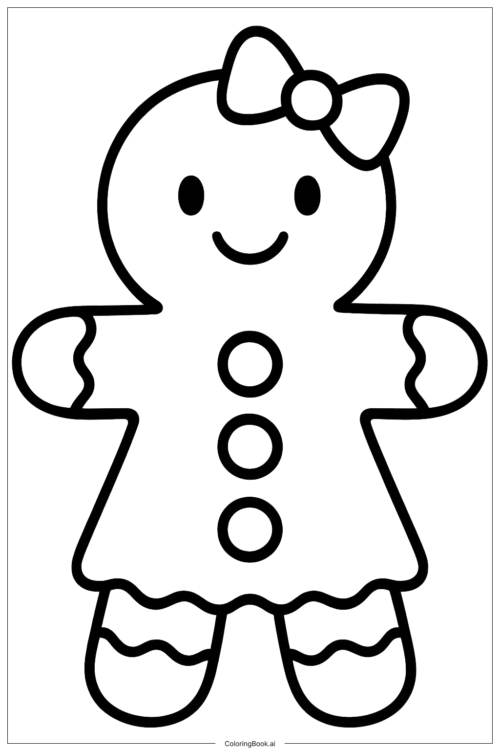  背の高いジンジャーブレッドの女の子の塗り絵ページ 