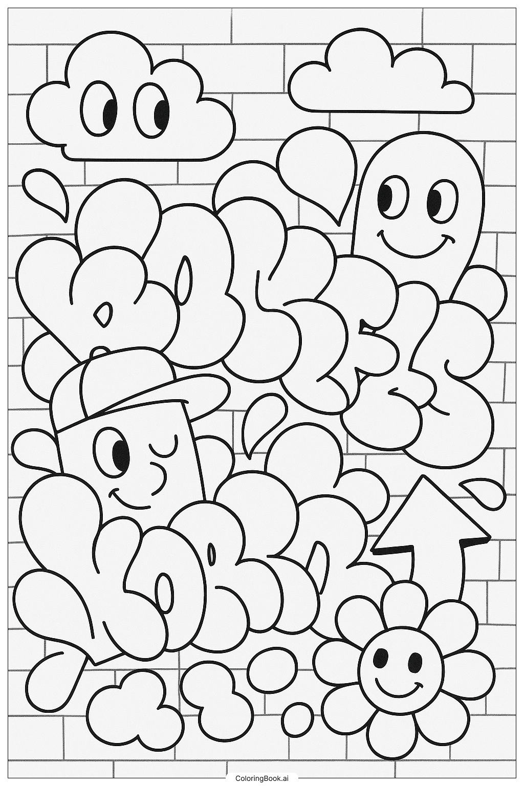 复杂的街头涂鸦壁画