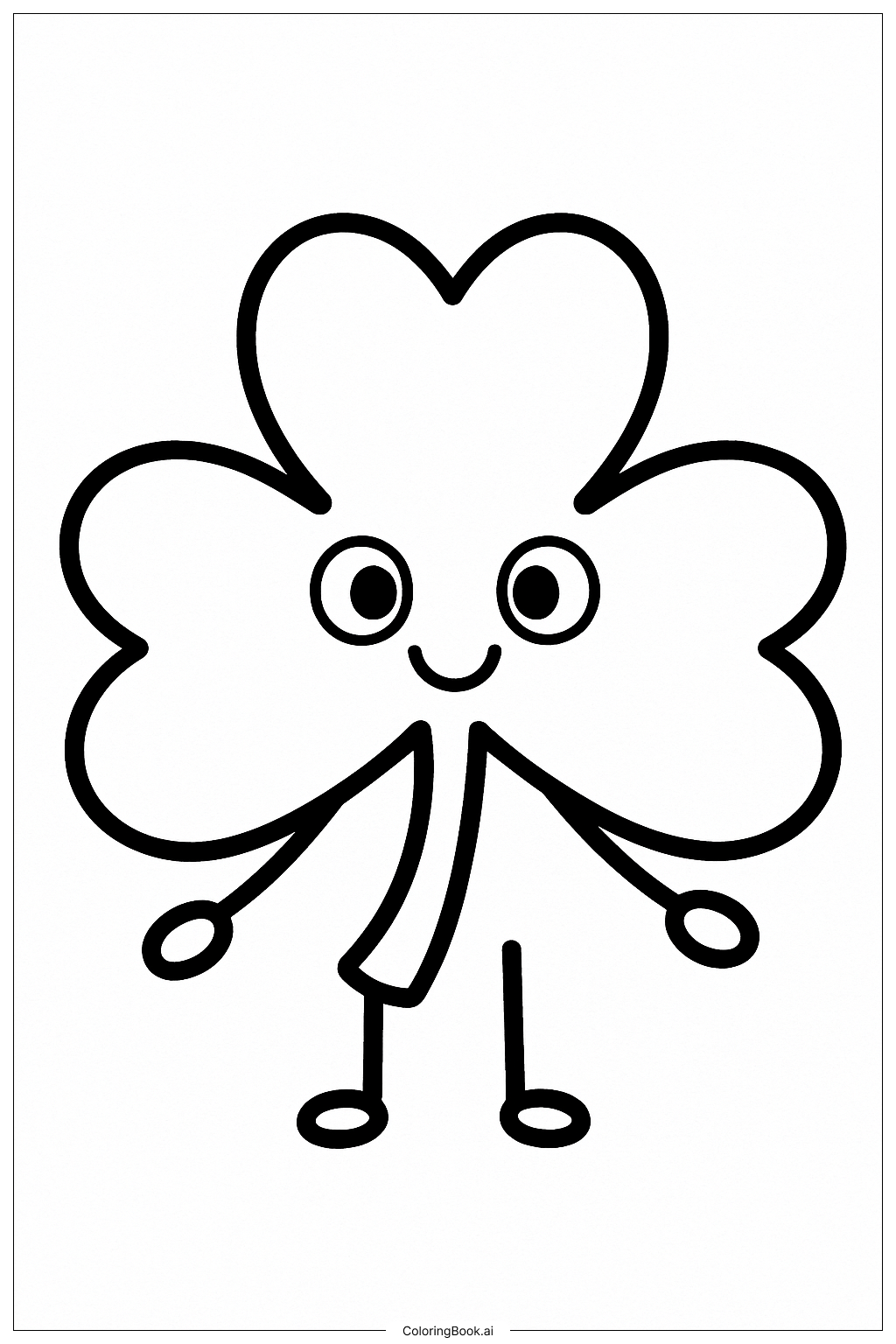  Página para colorir de Um Personagem de Trevo em Desenho Animado 