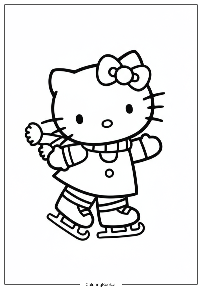  Hello Kitty Ice Skating Coloring Page 