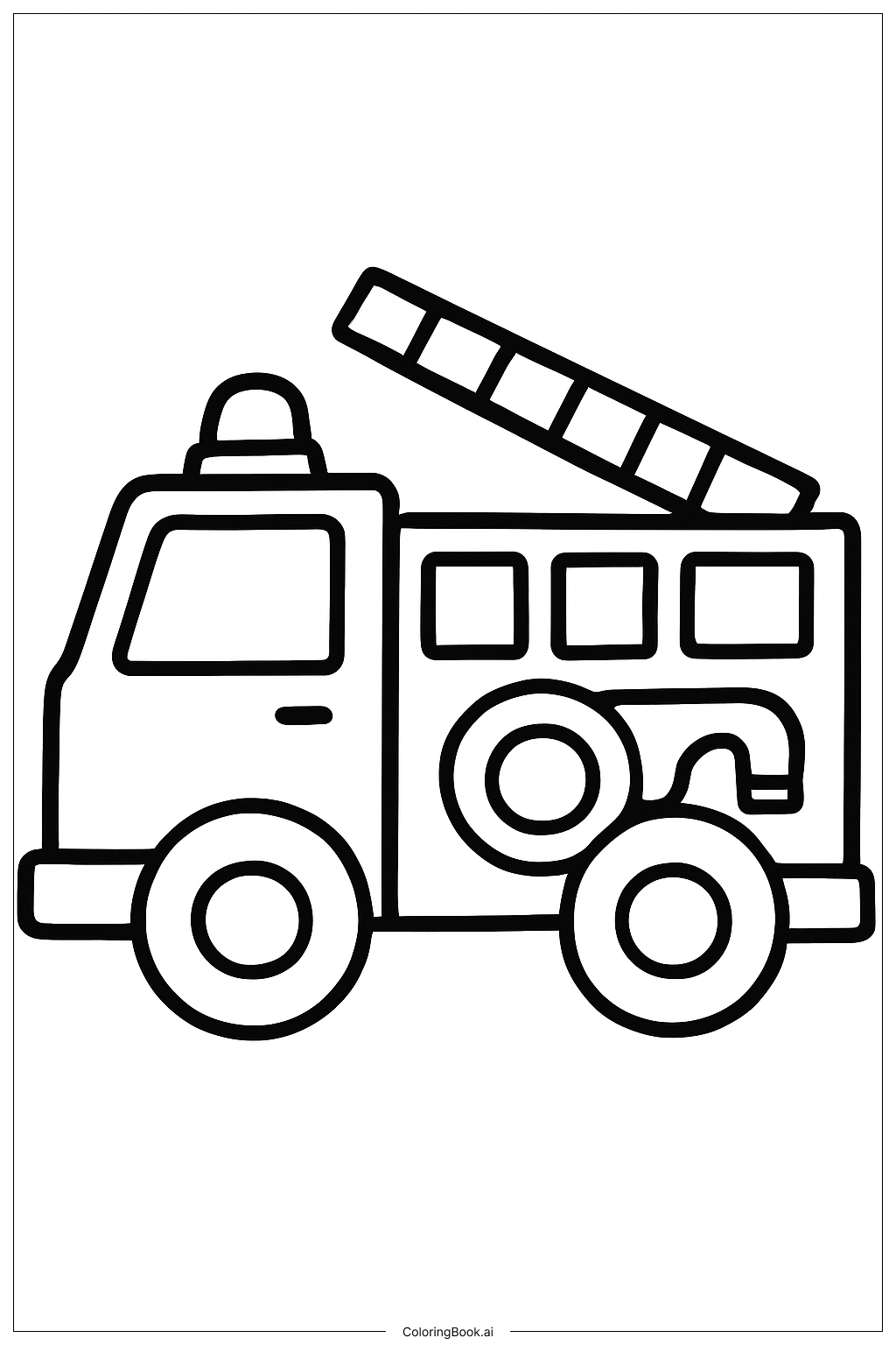  Page de coloriage Camion de pompiers avec contours simples 