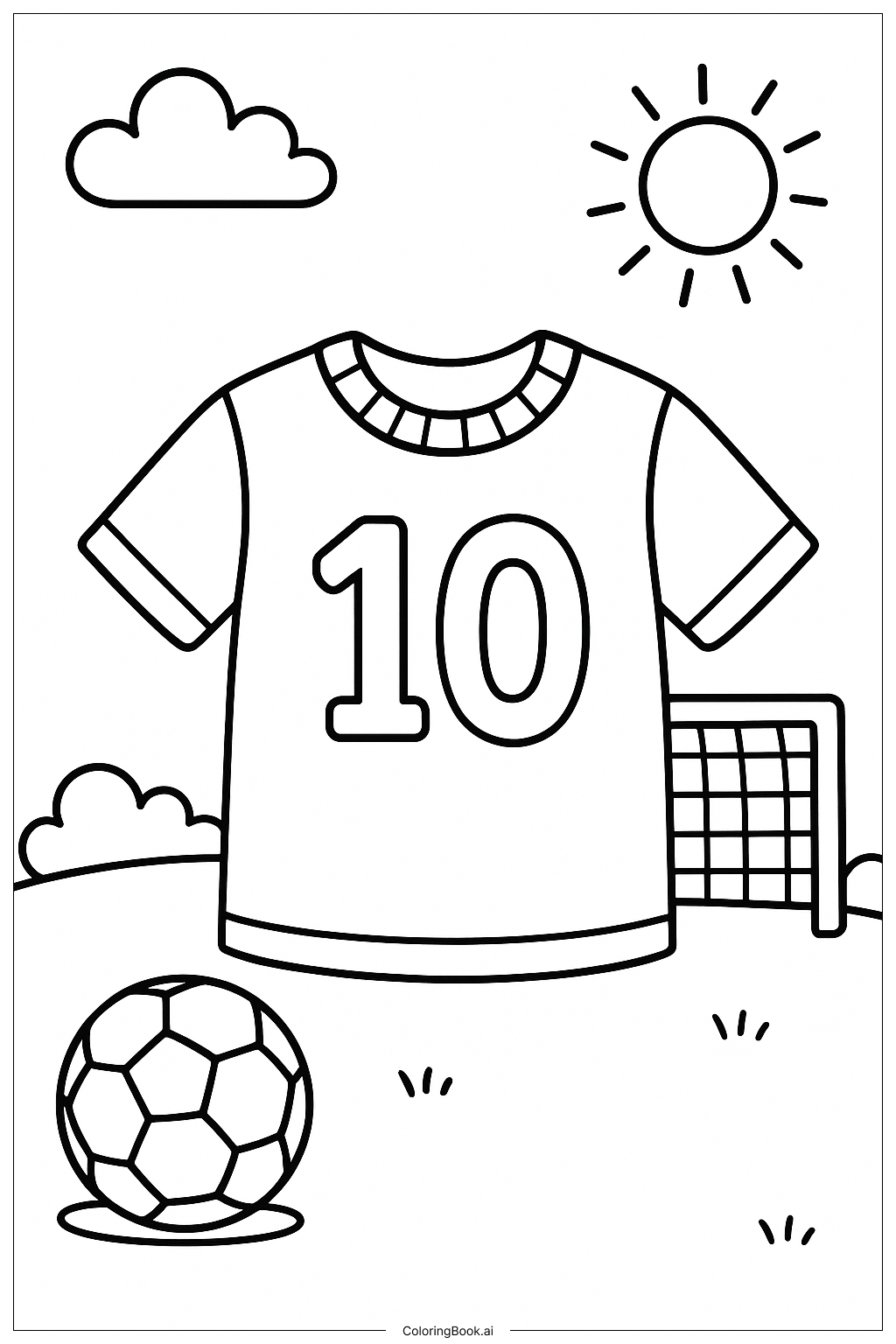  带有数字10的运动球衣填色页 
