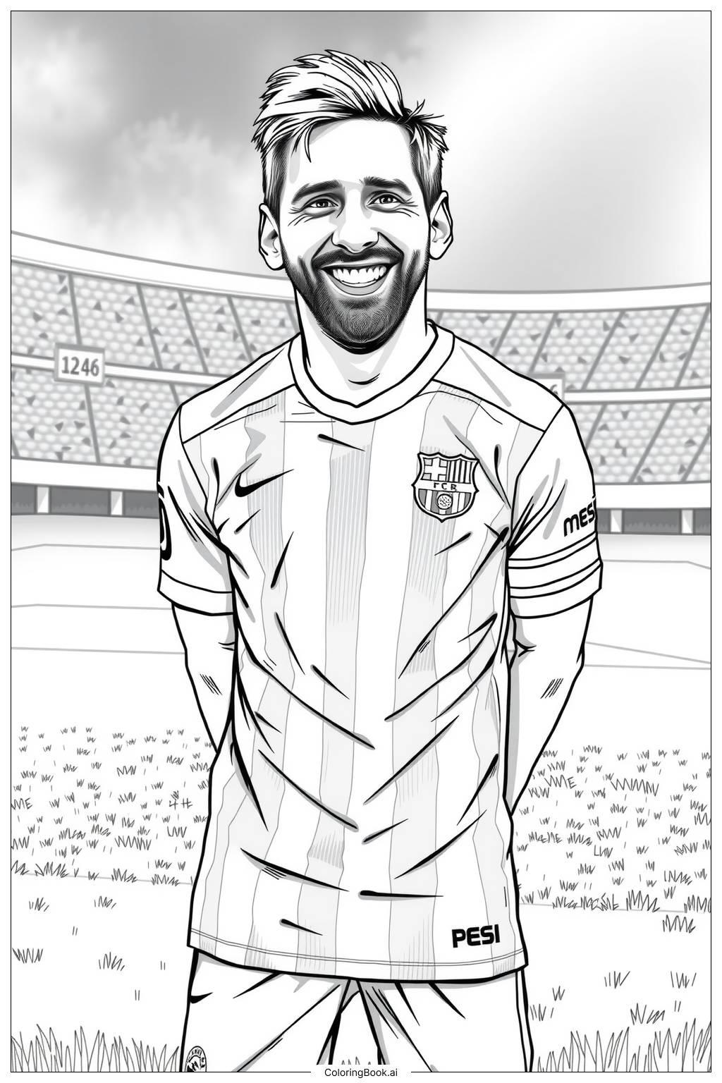  messi smiling in a jersey-2 Coloring Page 