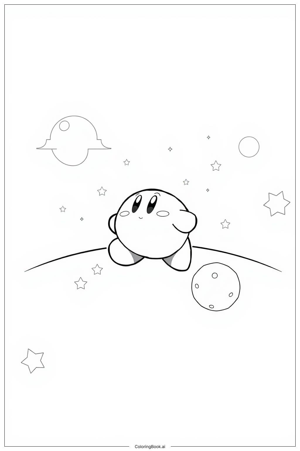  Kirby's adventure in the galaxy Coloring Page 