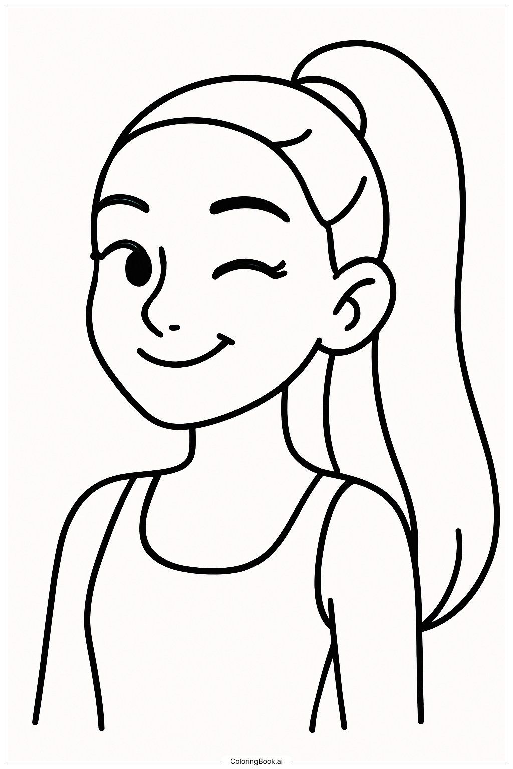  Página para colorear de Ariana Grande guiñando juguetonamente 
