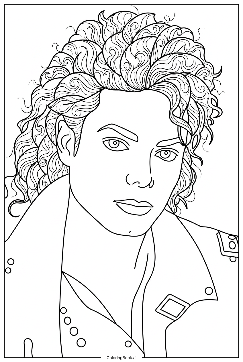 Michael Jackson swirling hair detailed jacket accents