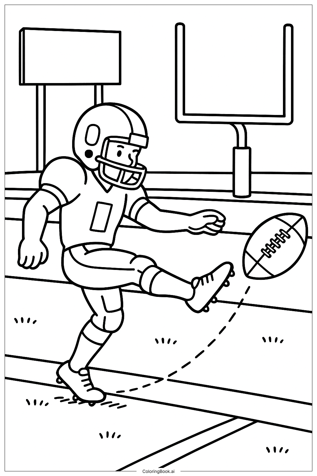American Football Player Kicking Field Goal Coloring Page Free PDF PNG American Football Player Kicking Field Goal Coloring Page Free PDF PNG