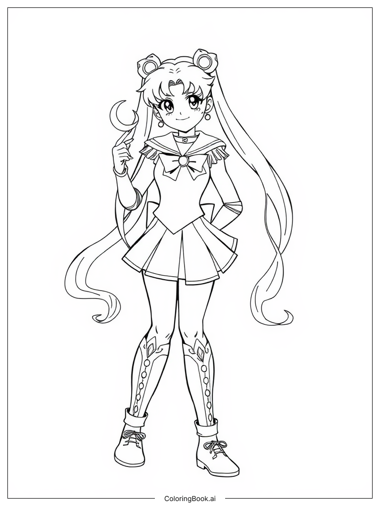 Trang tô màu Sailor Moon Cười với Tay Đằng Sau Lưng