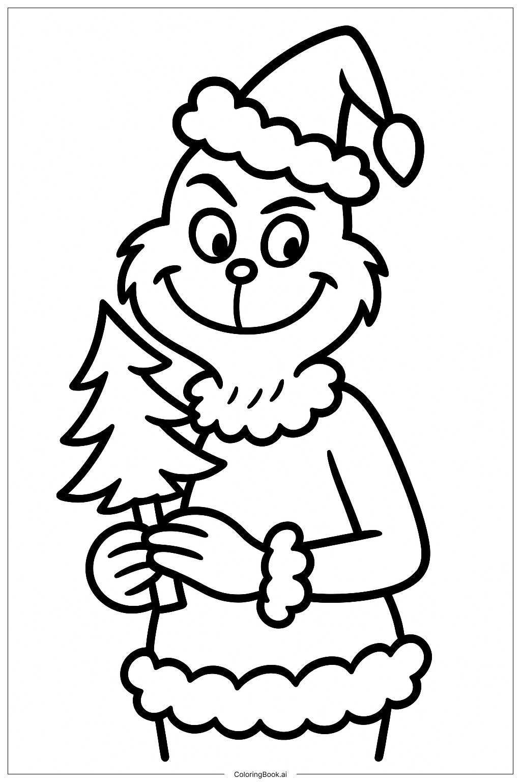 The Grinch Holding A Tiny Christmas Tree Coloring Page 