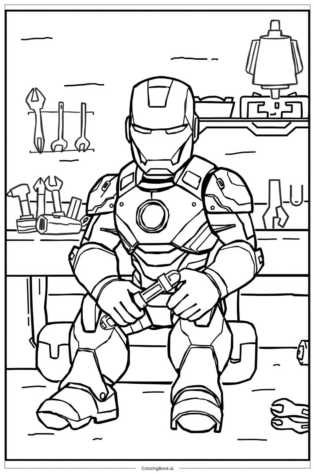  Iron Man Building His First Suit Coloring Page 