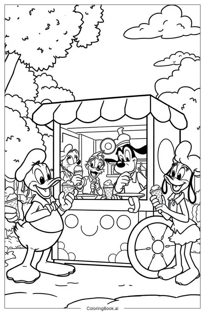  Page de coloriage Camion de Glaces Tour du Monde2 