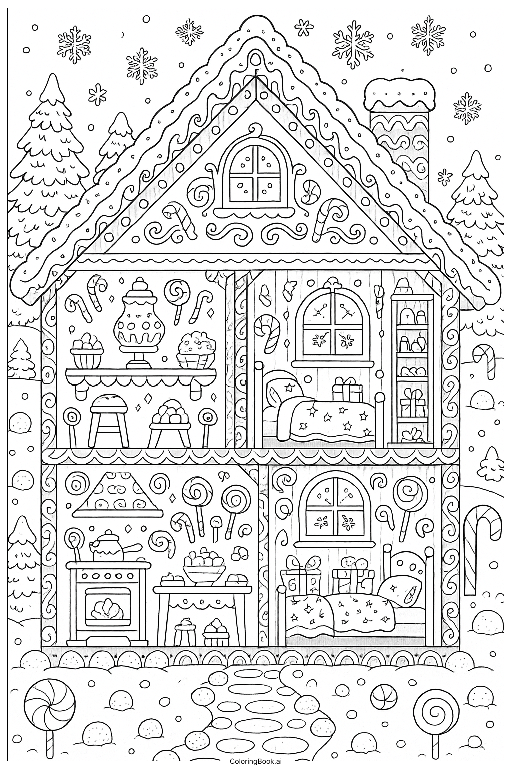  Cross-Section Of A Gingerbread House Coloring Page 