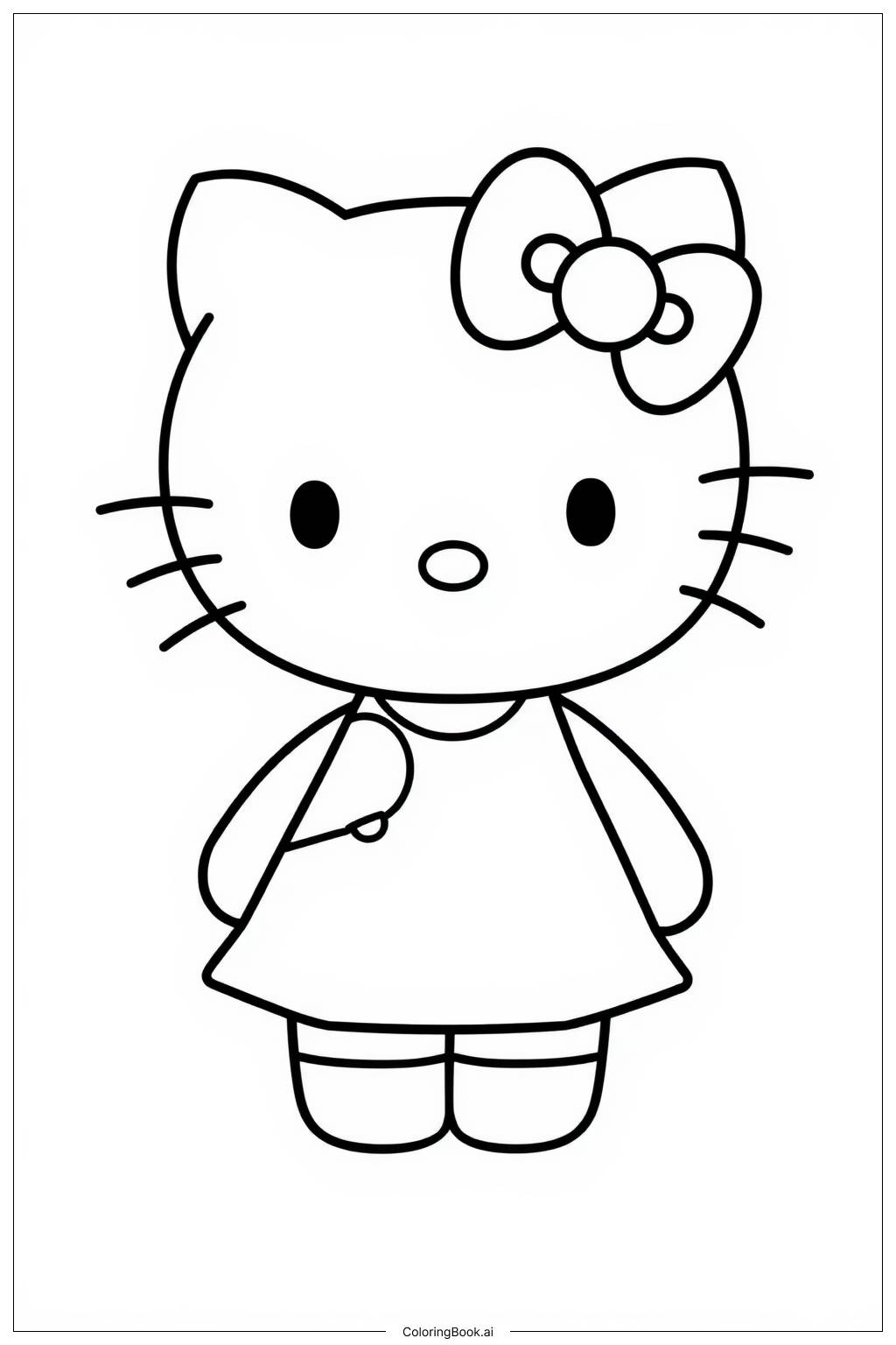  Page de coloriage hello kitty portant un nœud 