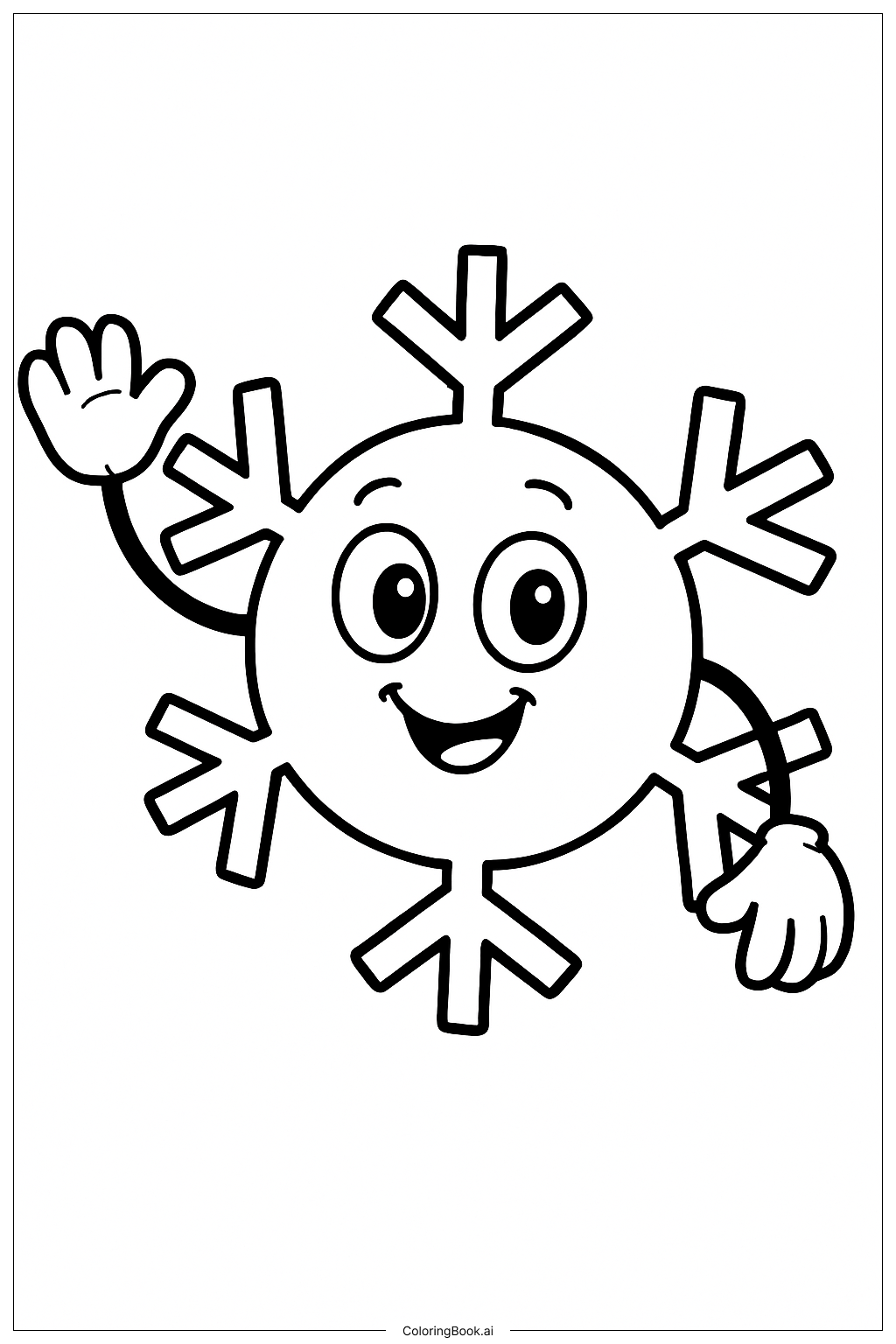  A Snowflake Friend Waving Coloring Page 
