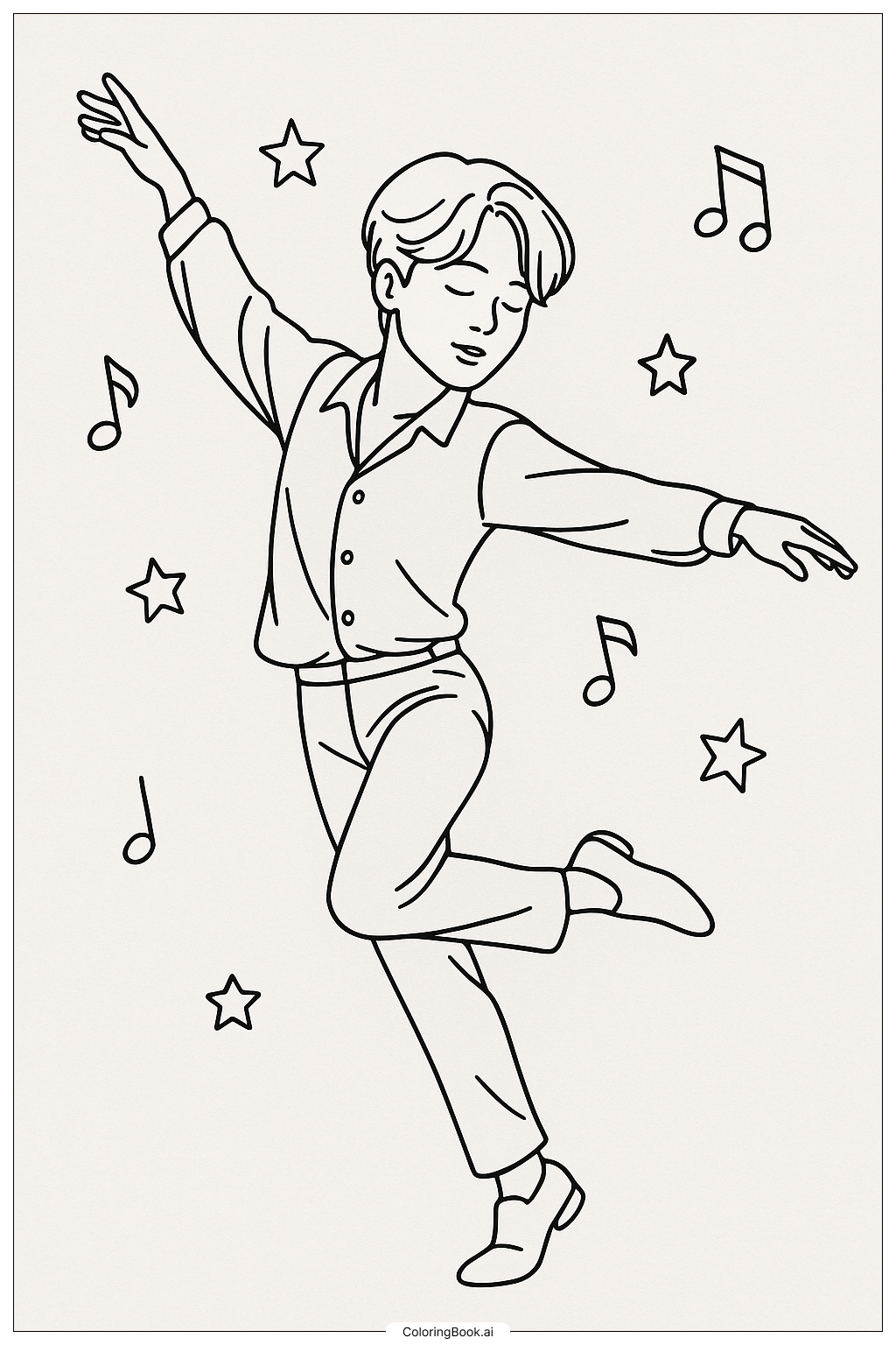  Page de coloriage Membre de BTS Jimin dansant avec grâce 